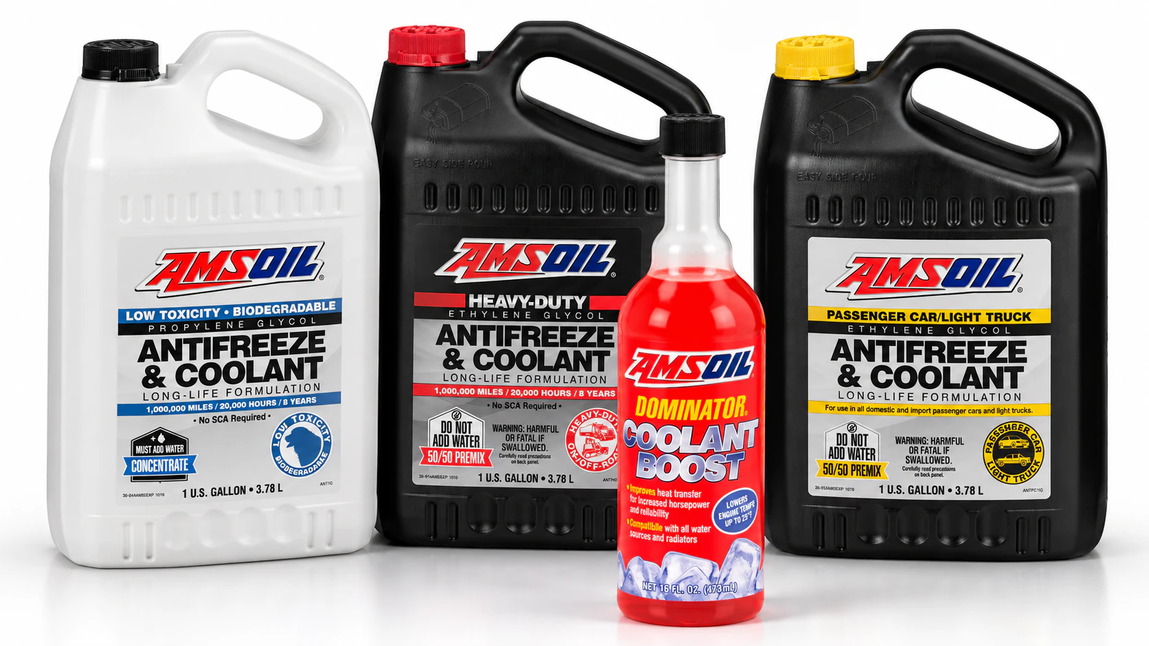 AMSOIL antifreeze and coolant products with DOMINATOR Coolant Boost