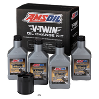 AMSOIL V-Twin Oil Change Kit - Contains 4x MCVQT + 1x Black (EaOM134) + O-ring HDBK