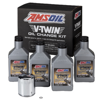 Amsoil V-Twin Oil Change Kit Chrome Filter 4-Quarts suit Harley 99-16 HDCKEA